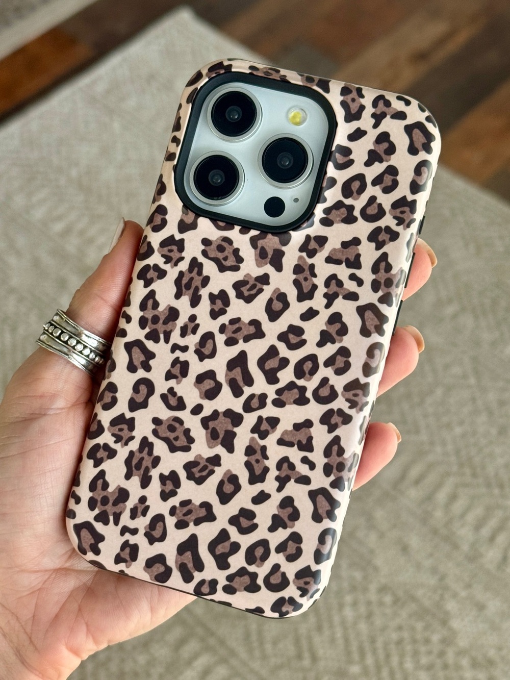 Classy Leopard Print Tough Phone Case For iPhone 15 Pro